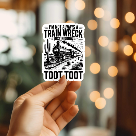Funny Train Wreck Vinyl Sticker