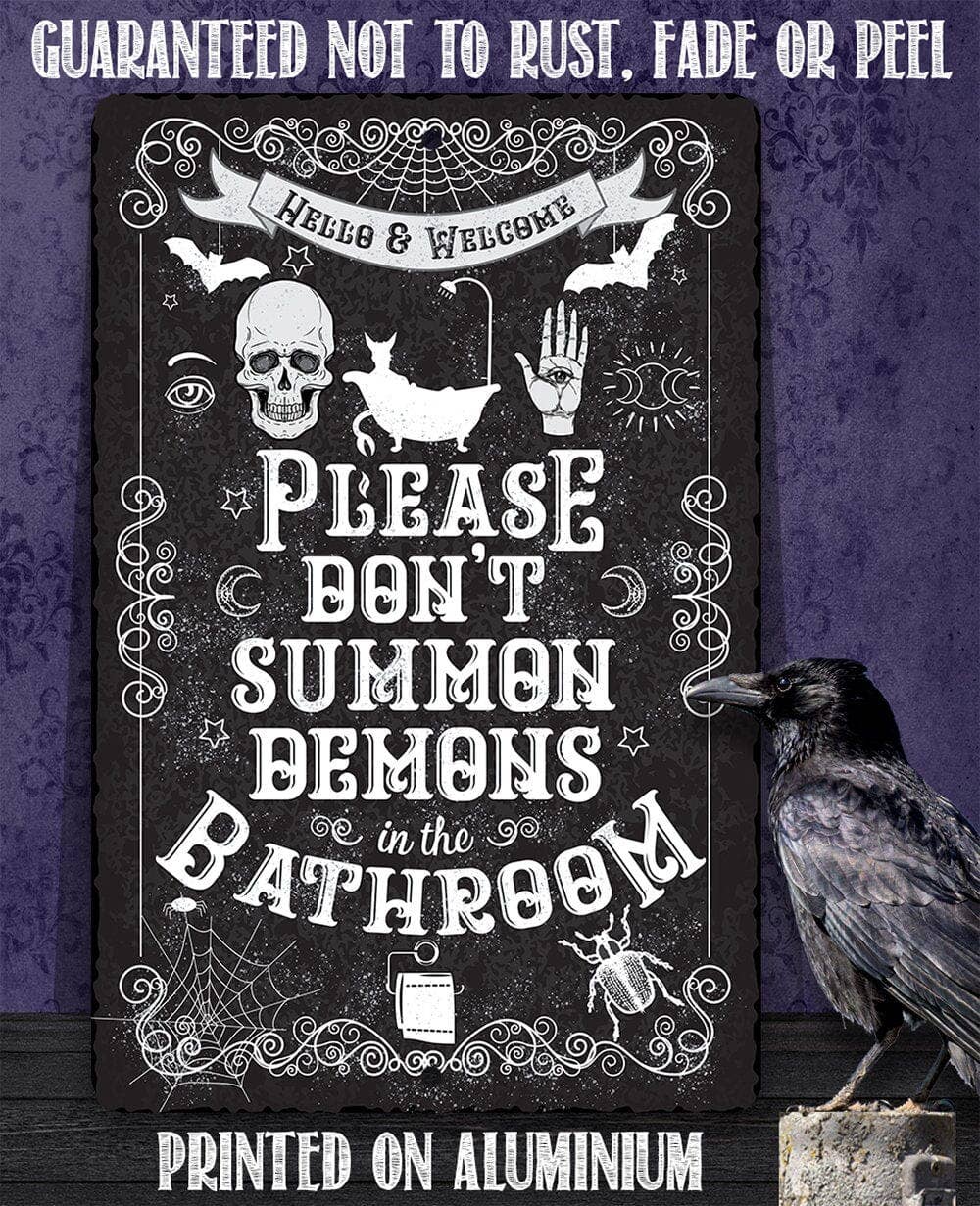 Rustic Metal Sign | Please Don't Summon Demons