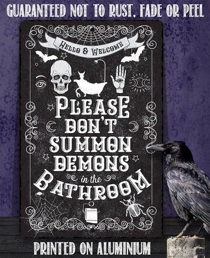 Rustic Metal Sign | Please Don't Summon Demons
