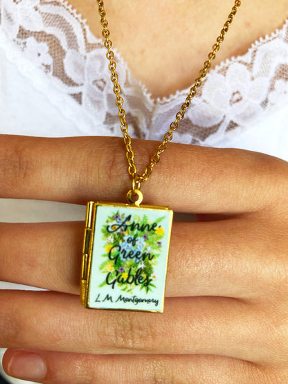 Book Locket Necklace - Anne of Green Gables - Light Green