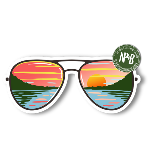 Sunset Lake Sunglasses Vinyl Outdoor Nature Sticker