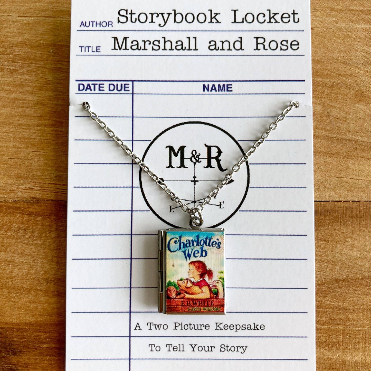 Book Locket Necklace - Charlotte's Web
