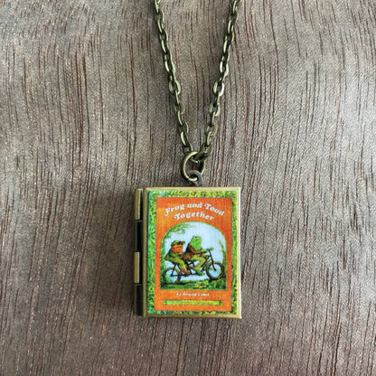 Book Locket Necklace - Frog and Toad Together