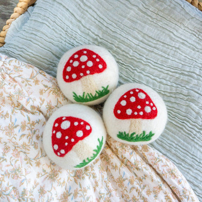 Friendsheep White Mushroom Trio Eco Wool Dryer Balls - Set of 3