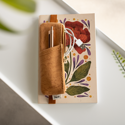 Denik Burgundy Bloom Layflat Notebook & Pouch Set
