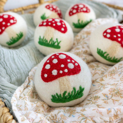 Friendsheep White Mushroom Trio Eco Wool Dryer Balls - Set of 3