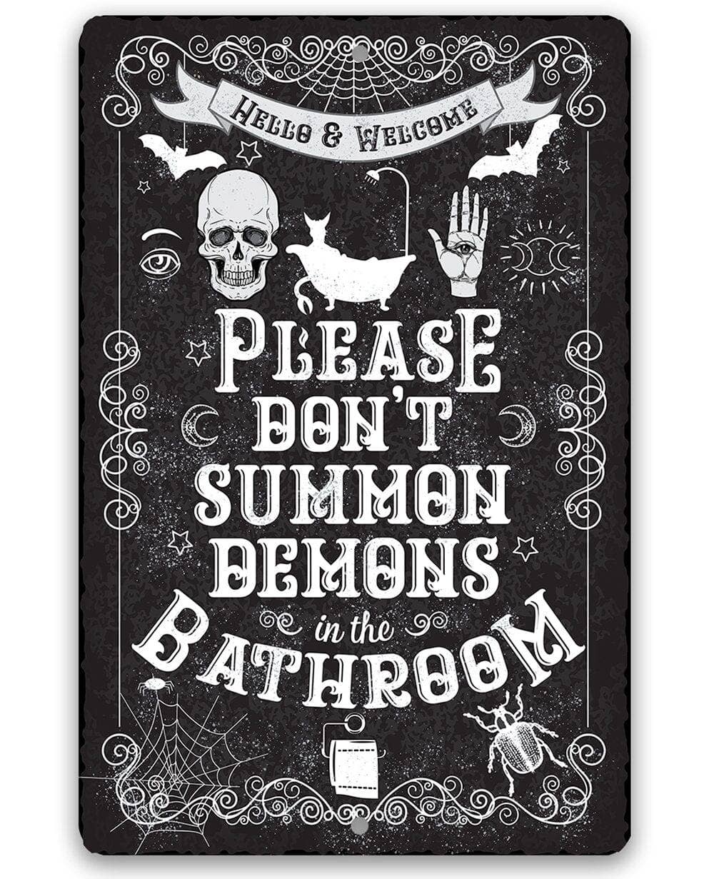 Rustic Metal Sign | Please Don't Summon Demons