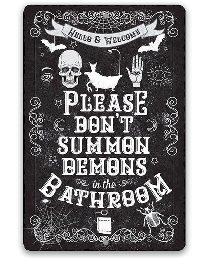 Rustic Metal Sign | Please Don't Summon Demons