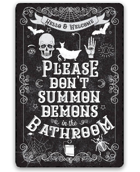 Rustic Metal Sign | Please Don't Summon Demons