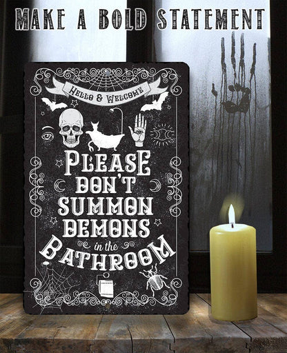 Rustic Metal Sign | Please Don't Summon Demons