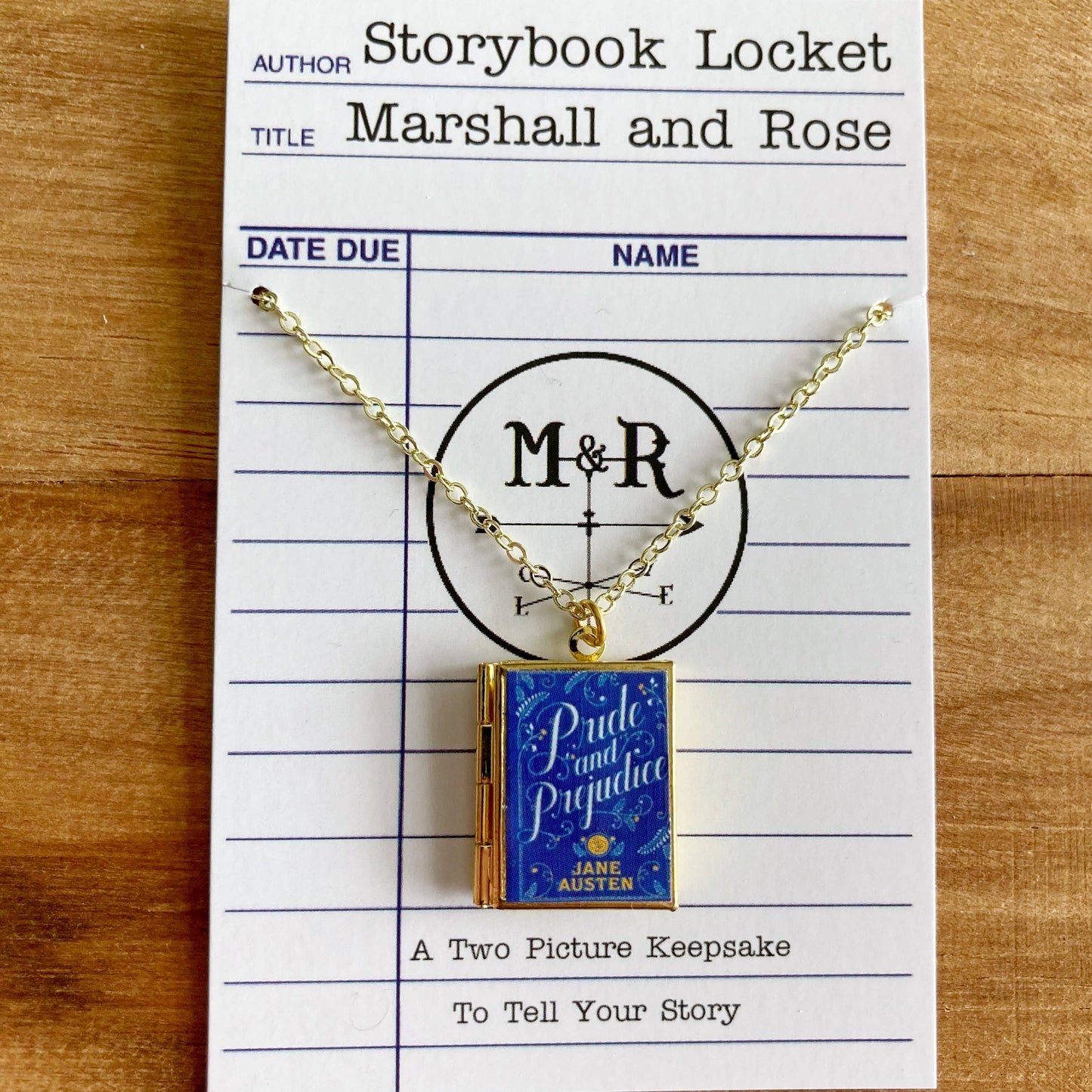 Book Locket Necklace - Pride and Prejudice - New Blue