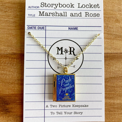 Book Locket Necklace - Pride and Prejudice - New Blue