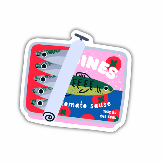 Funny Sardines in Tomato Sauce Sticker | Retro Fish Tin
