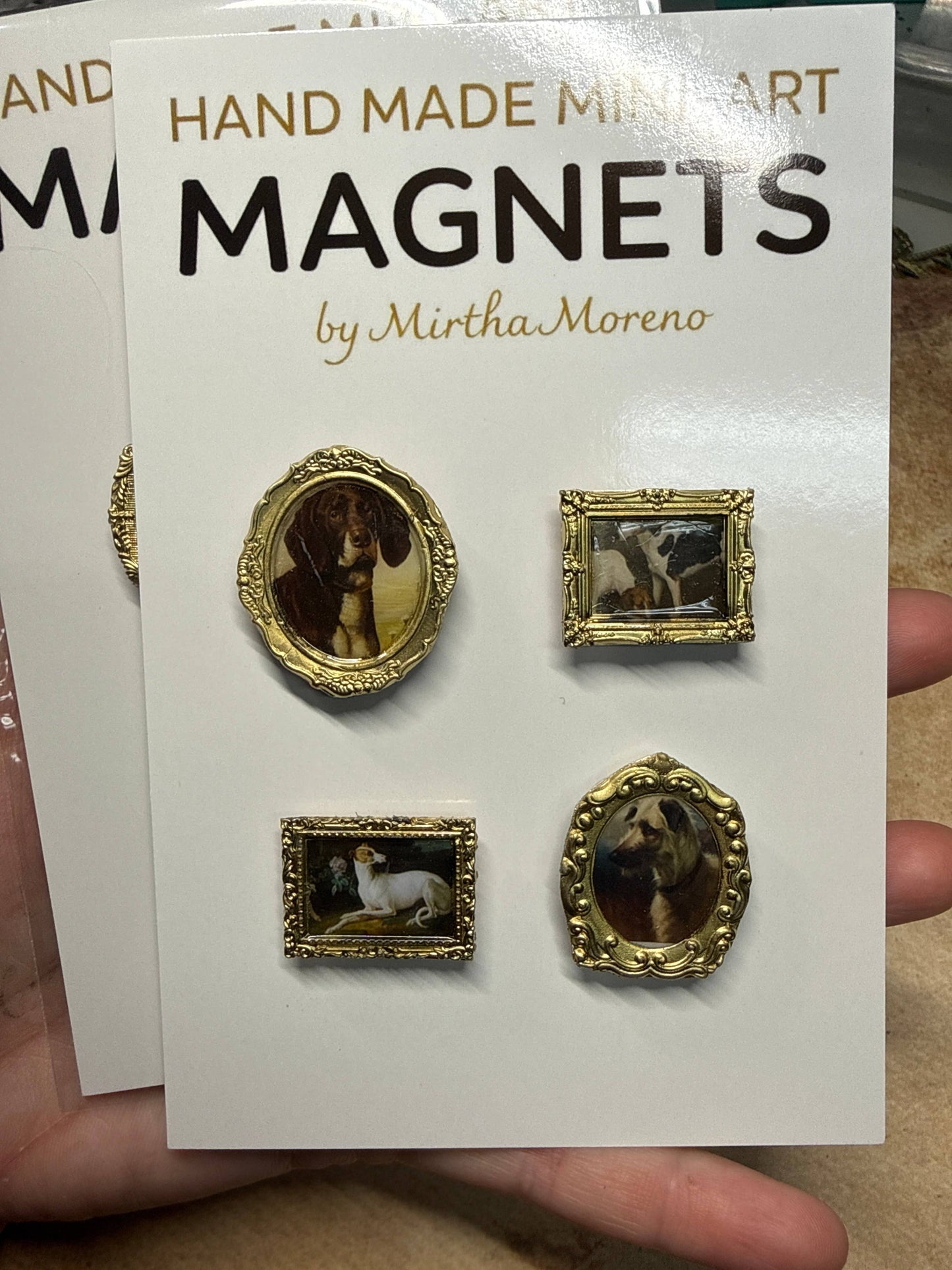 Handmade Magnets Antique dog canine images (Set of 4 each)