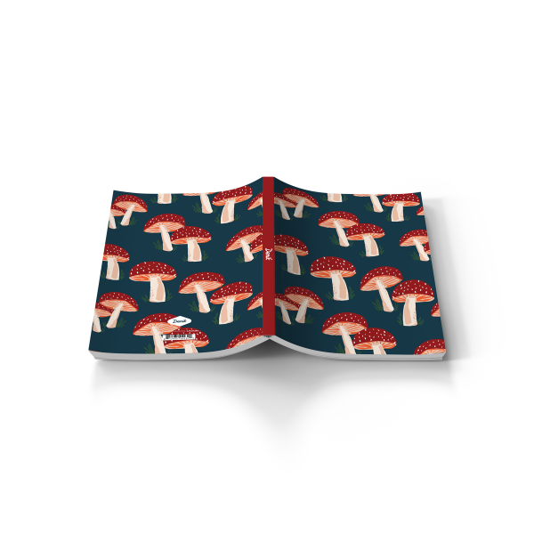 Denik Navy Mushrooms  Soft Touch Classic Layflat Notebook