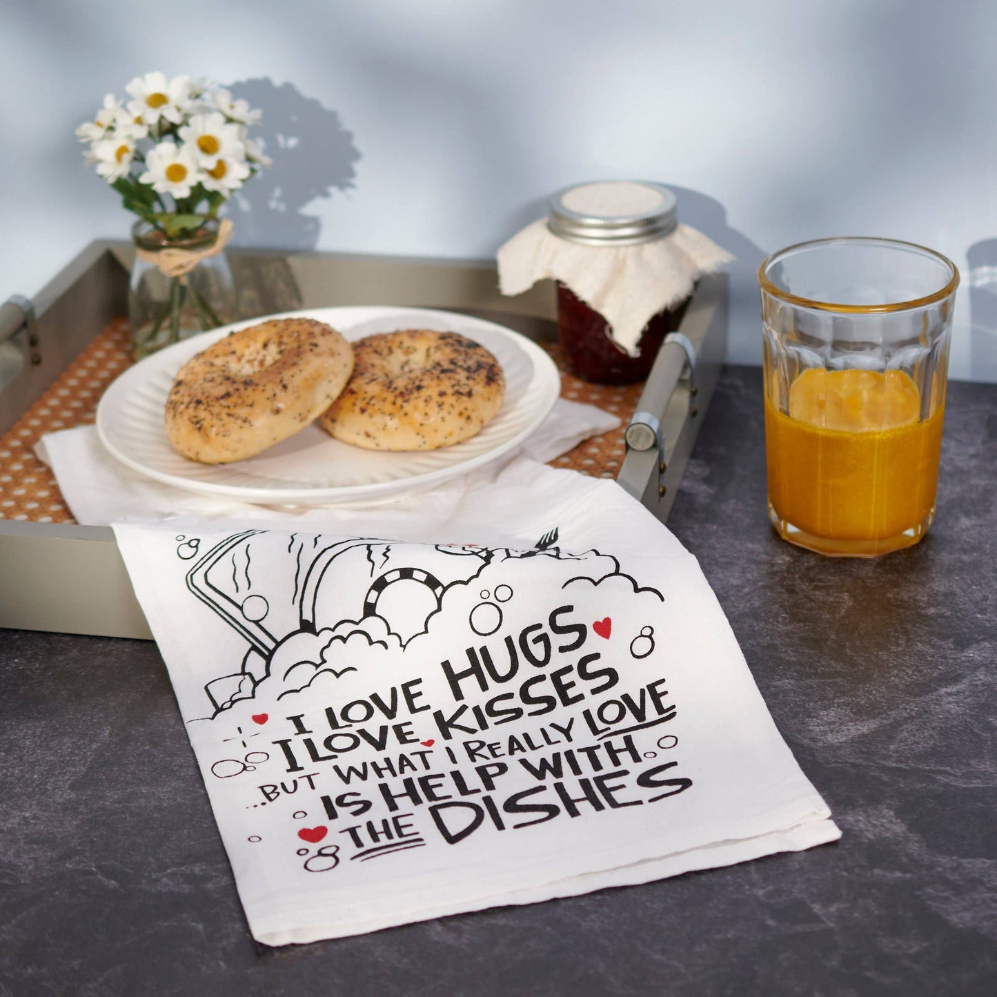 I Love Hugs Kitchen Towel