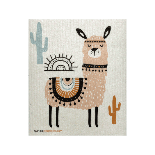 Swedish Dishcloth Pink Llama