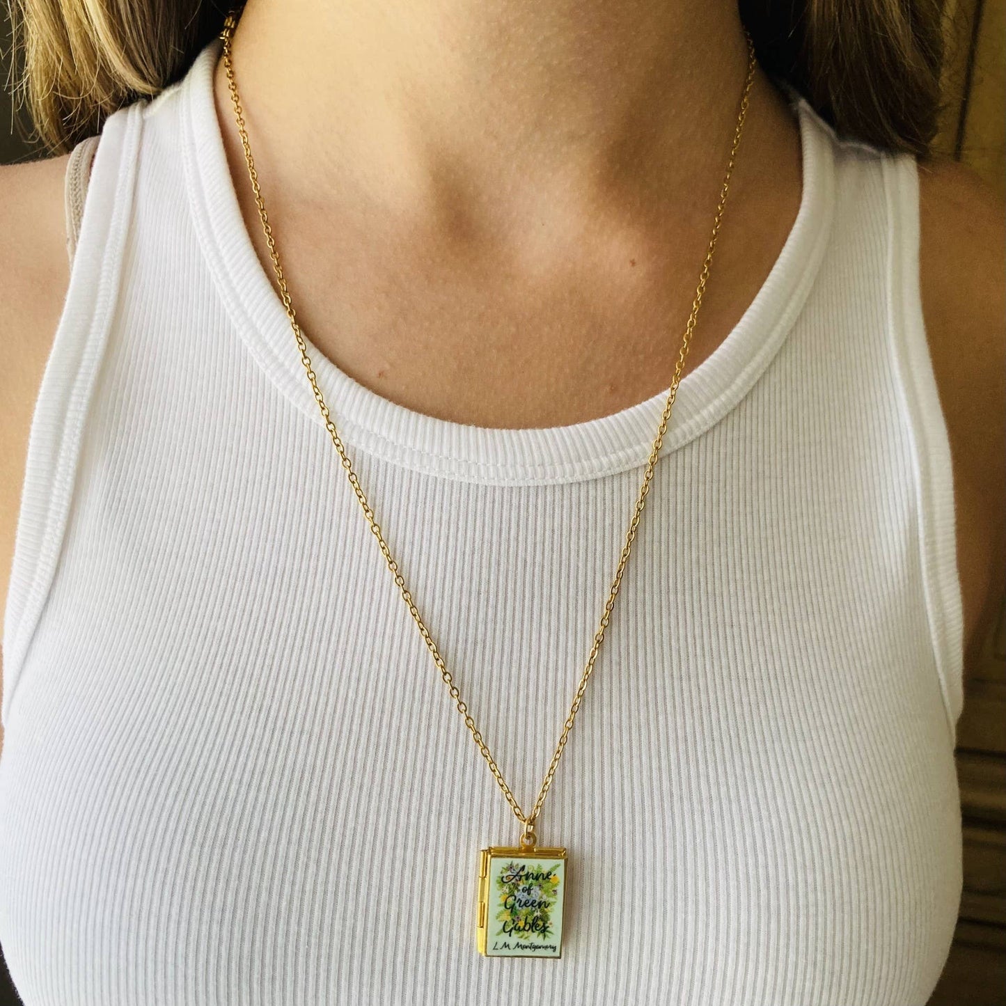 Book Locket Necklace - Anne of Green Gables - Light Green